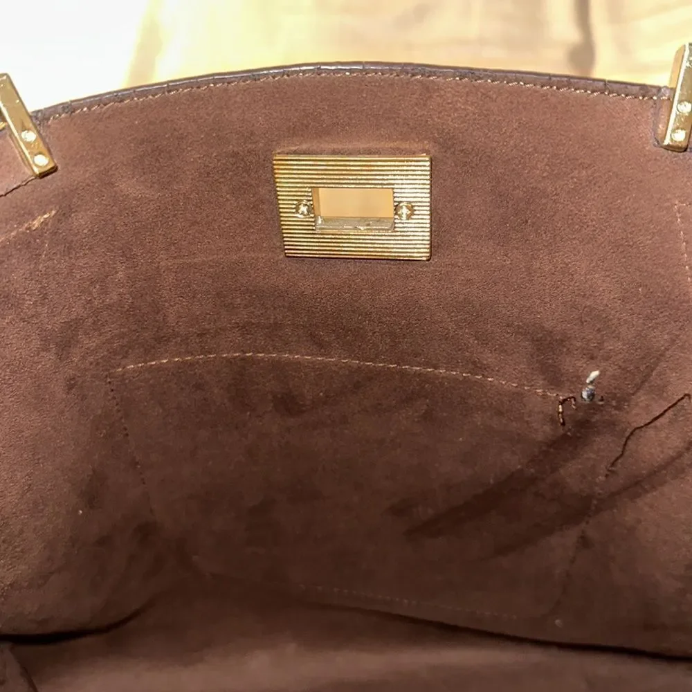 Steve Madden Tan Brown Faux Leather with Gold Tone Hardware Tote Bag Purse